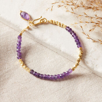 Amethyst And Gold Plated Silver Beaded Bracelet, 3 of 12