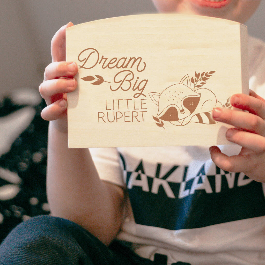 Personalised 'Dream Big Little One' Wooden Money Box, 1 of 3