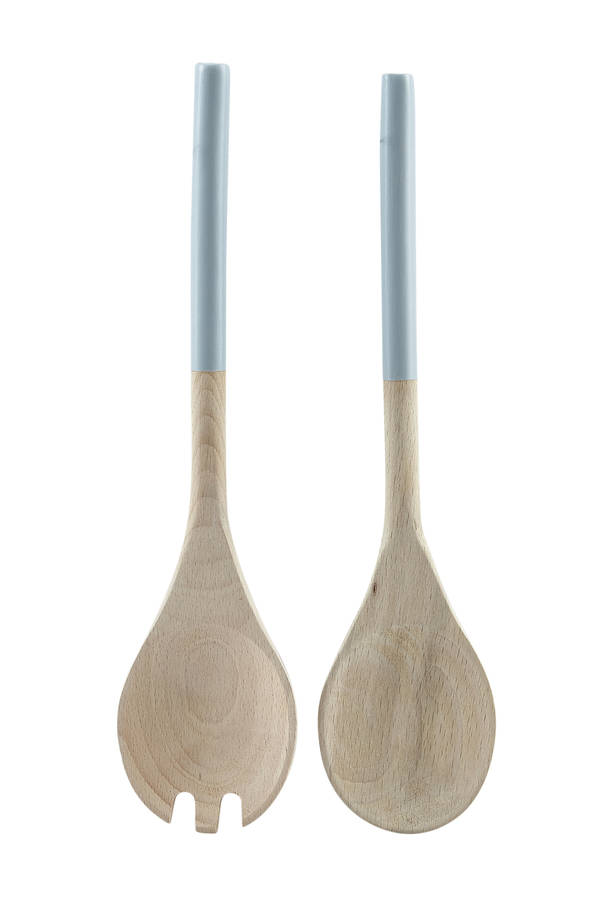 wooden salad servers in white or grey by home address