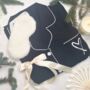 Luxury Christmas Pyjama Gift Set For Her With Eye Mask And Satin Hair Bow In Black And White, thumbnail 2 of 11