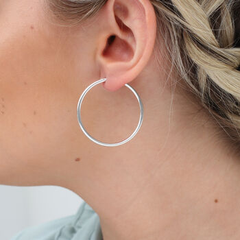 Sterling Silver Sleeper Style Hoop Earrings, 7 of 11