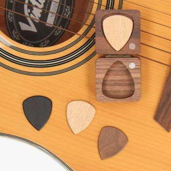 Guitar Pick Box With Personalised Name And Picks, 8 of 8