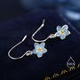 Sterling Silver Dainty Enamel Forget Me Not Flower Drop Hook Earrings, thumbnail 1 of 10