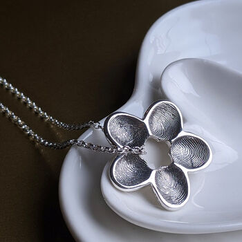Silver Personalised Fingerprint Flower Necklace, 4 of 9
