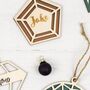 Personalised Wooden Pentagon Paper Cut Christmas Bauble, thumbnail 2 of 4
