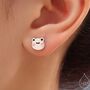 Cute Frog Head Stud Earrings In Sterling Silver, thumbnail 1 of 11