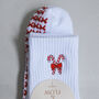 'Bows And Candy Canes' Pilates Grip Socks, thumbnail 1 of 3