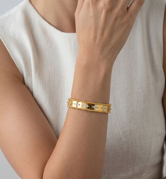 Kinmokusei 18 K Gold Plated Flower Beaded Bangle, 2 of 5