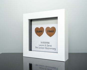 Personalised 3rd Leather Anniversary Frame Gift Engraved Names, 2 of 4