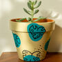 Hand Painted Cream And Turquoise Plant Pot, thumbnail 4 of 4