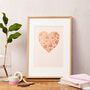 Copper Foil Floral Heart Love Print, thumbnail 1 of 2