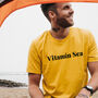 'Vitamin Sea' Mens Yellow Nautical Slogan T Shirt, thumbnail 1 of 3