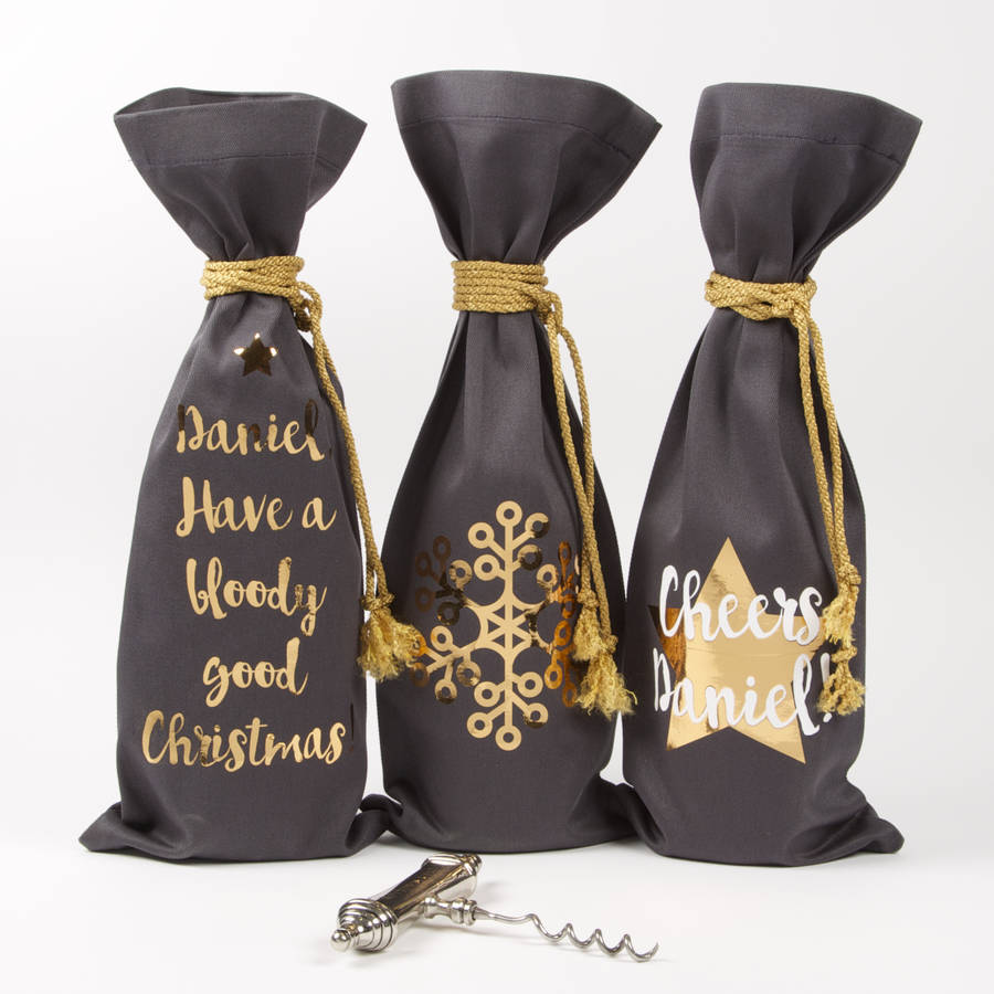Personalised Copper Christmas Bottle Bags, 1 of 5