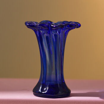 Vintage Mid Century Cobalt Blue Bud Glass Vase, 2 of 3