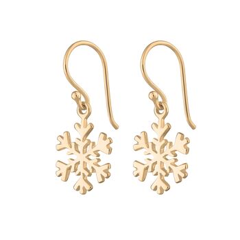 18ct Gold Snowflake Hook Earrings, 2 of 4