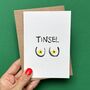 Tinsel Tits Risograph White Christmas Card, thumbnail 1 of 2