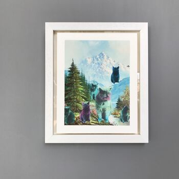 Pastel Cats In The Mountains Cat Giclee Print, 2 of 4