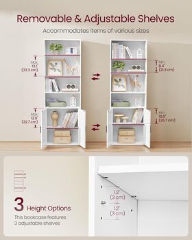Six Tier Bookcase Tall Bookshelf With Door, 3 of 6