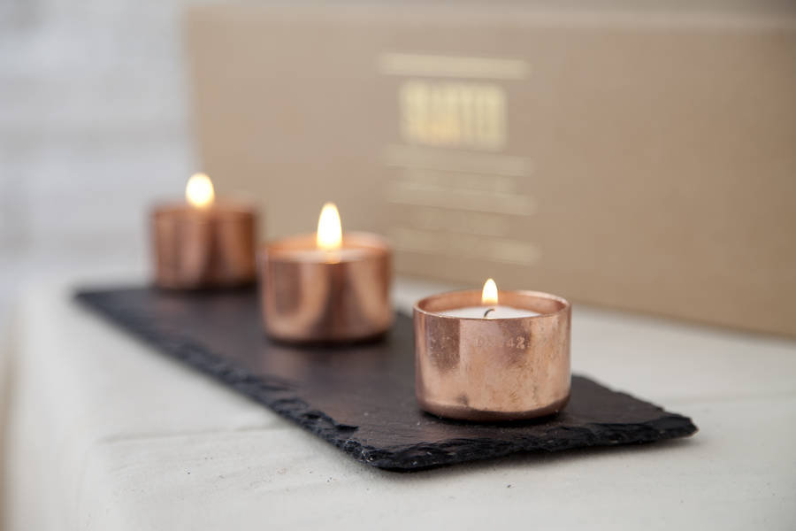 Copper And Slate Candle Set, 1 of 3