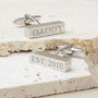 Personalised Daddy Est. Silver Bar Cufflinks, thumbnail 2 of 7