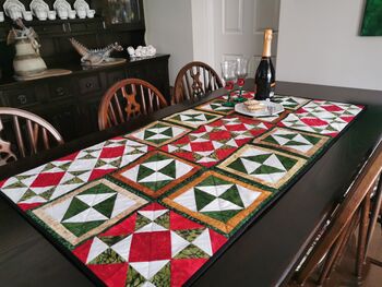 Patchwork Table Runner, Deep Reds, Greens And Browns, 8 of 8