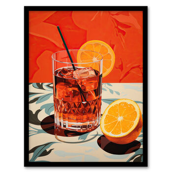 Negroni Nights Orange Cocktail Kitchen Wall Art Print, 5 of 6