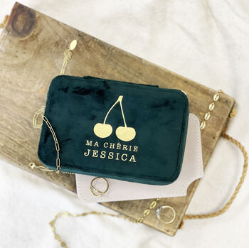 Ma Cherie Personalised Velvet Travel Jewellery Case, 3 of 5