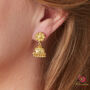 Jhumka Filigree Dangly Ball Charm Gold Plated Earrings, thumbnail 2 of 9