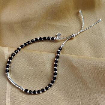 Pure Silver Black Bead Nazaria Anklet, 2 of 5