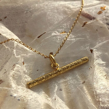 Delicate Textured T Bar Necklace, 2 of 11