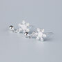 Sterling Silver Snowflake Dangle Stud Earrings, thumbnail 2 of 6