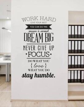 Motivational Work Hard Wall Quote Decal Sticker, 2 of 2