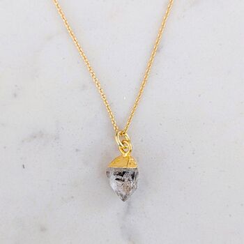April Birthstone Necklace,Herkimer Diamond, Gold Plated, 3 of 6