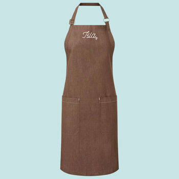 Personalised Cotton Denim Bib Apron With Heart, 3 of 3
