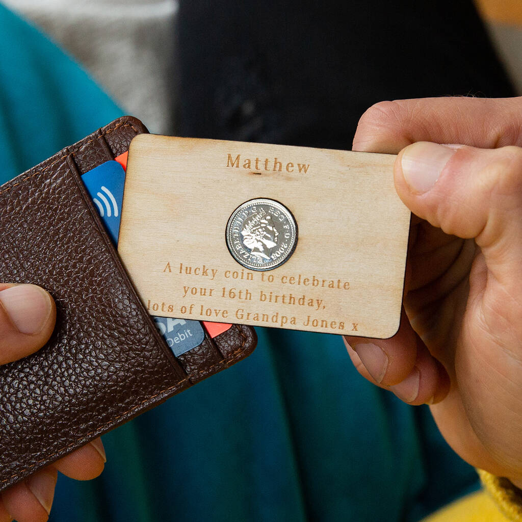 Image of 16th Birthday 2004 Five Pence Personalised Wallet Card