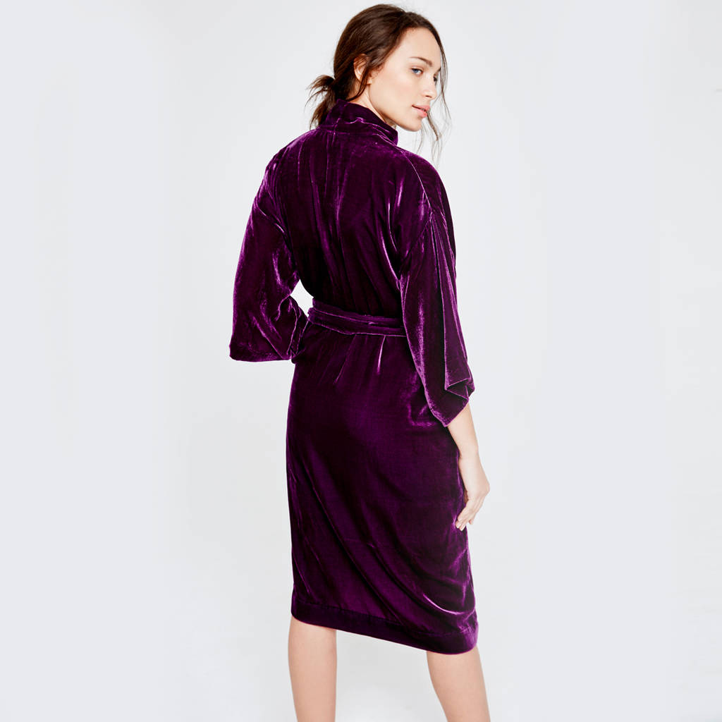 personalised velvet dressing gown damson by blue marmalade london ...