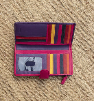 Purple And Multicolour Womans Leather Purse Wallet Rfid, 8 of 12