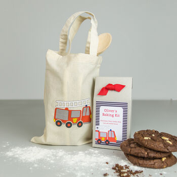 Personalised Kids Fire Engine Baking Kit With Apron, 10 of 10