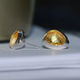 Handmade Sterling Silver Studs With Hidden Gold Treasure, thumbnail 2 of 9