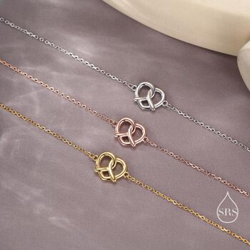 Sterling Silver Pretzel Heart Knot Bracelet, 7 of 12