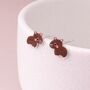 Sterling Silver Enamel Capybara Stud Earrings – 10mm X 8mm, thumbnail 4 of 6