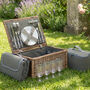 Four Person Grey Tweed Picnic Hamper, thumbnail 1 of 4