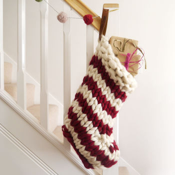 Jumbo Hand Knitted Christmas Stocking, 4 of 7