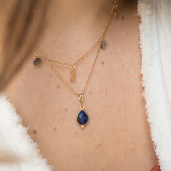 Lapis Lazuli Drop Necklace 14k Gold Filled And Vermeil, 2 of 6