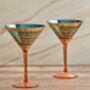 Set Of Two Electroplated Fiesta Cocktail Glasses, thumbnail 1 of 2