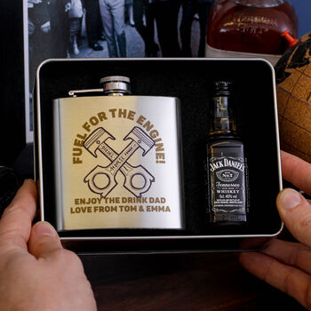 Personalised Piston Whiskey Tin Gift For Dad Motorbike, 3 of 5