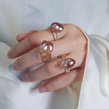 Zircon Purple Baroque Pearl Ring, 5 of 5