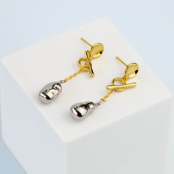 Sterling Silver Abstract Dangle Stud Earrings, 2 of 4