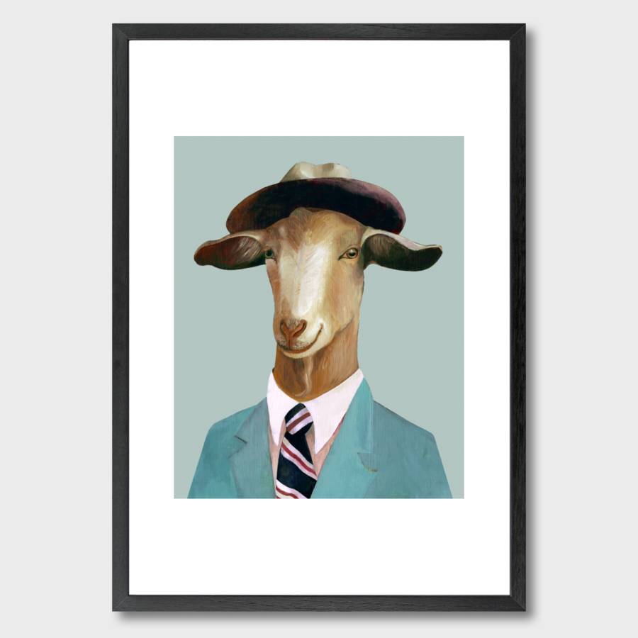Goat art goat gifts goat prints 8x10" goat art print wine  by artist 