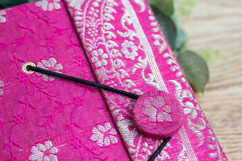 Notebook With Soft Cover From Pink Saree Fabric, 3 of 9